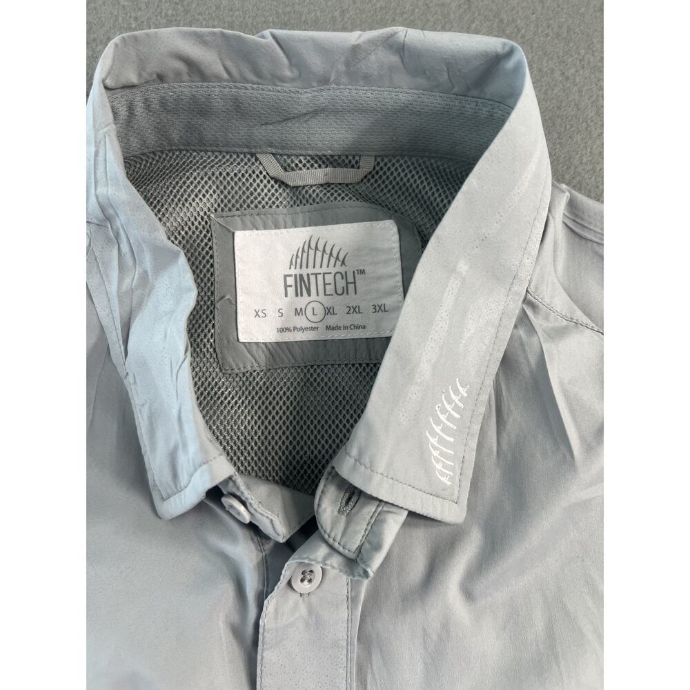 Fintech Men's Lightweight Short Sleeve Fishing Shirt Size L Gray FCHS DAD